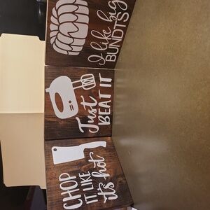 3 Rustic Wooden Kitchen Signs